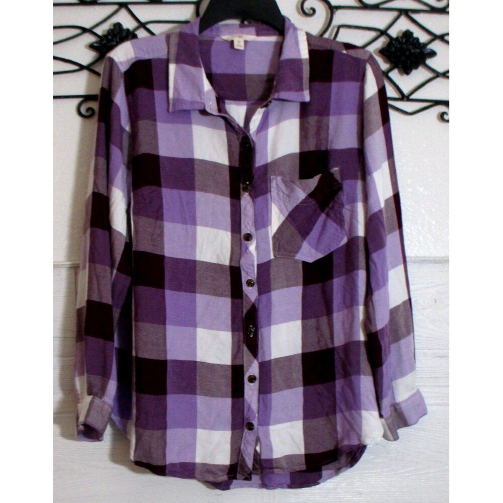 Terra & Sky Women's Flannel Top Size 14W Multicolored Long Sleeve Plaid